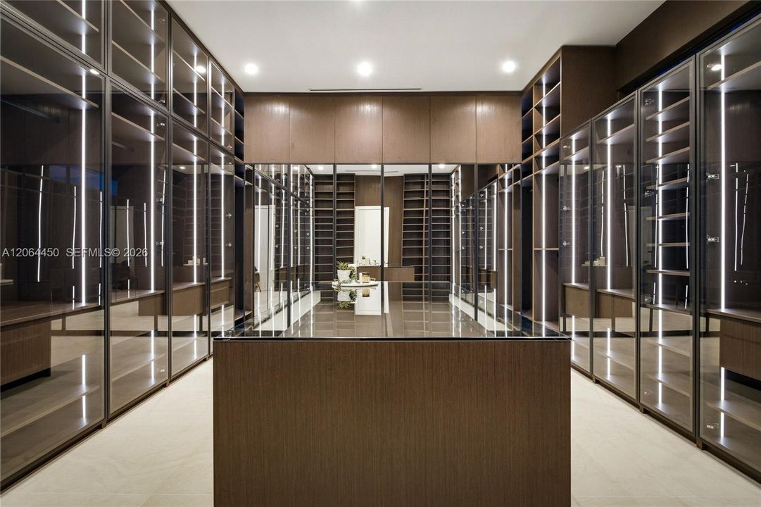 Walk-in closet with custom shelving