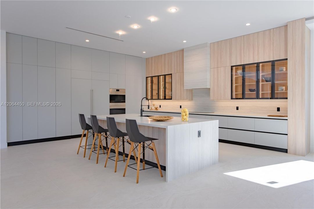 Oversized waterfall kitchen island
