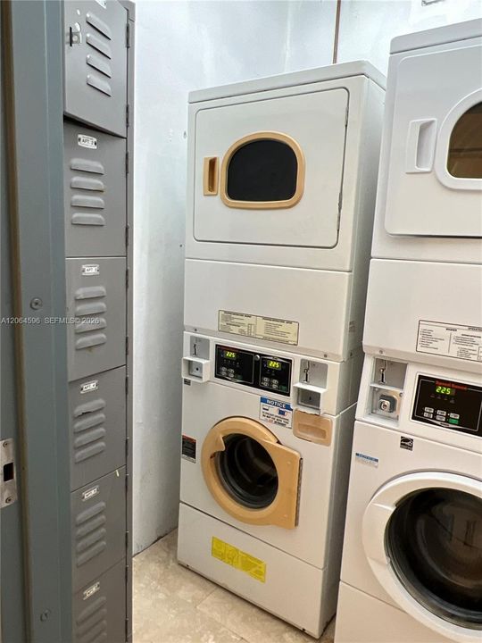Laundry Room with Lockers large enough to store detergent.