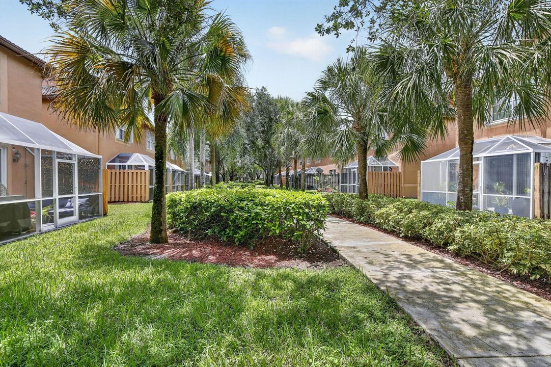 Sidewalk behind townhome