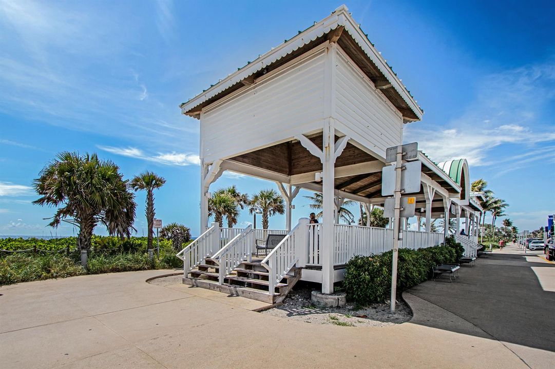 Covered seating down at the beach!