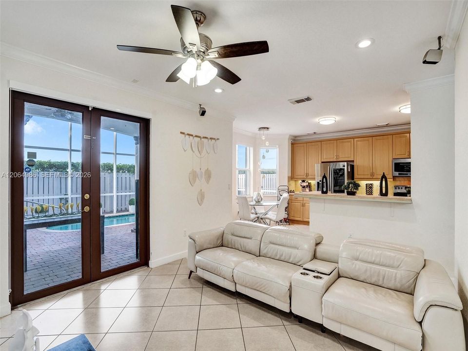 VIEW OF KITCHEN AND BREAKFAST NOOK FROM FAMILY ROOM
