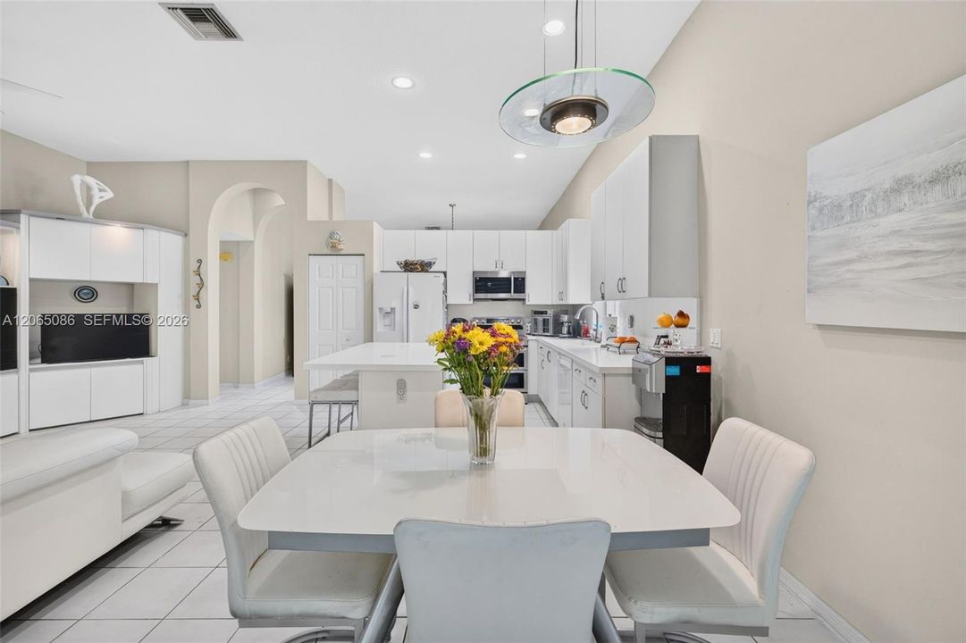 Eat in Kitchen overlooks backyard / Great room
