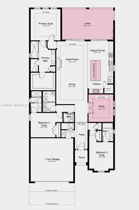 Floor Plan - Additional Highlights Include: 10' ceilings, 4' garage extension, pool and spa pre-wire, and outdoor kitchen rough-in