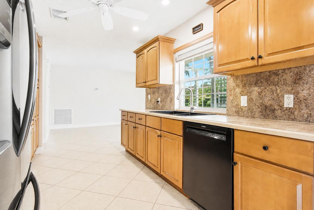 kitchen with view into family room