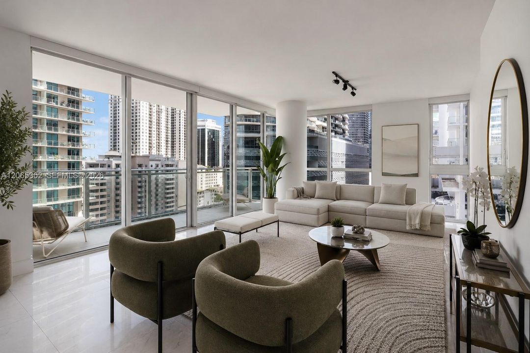 Virtually staged living room