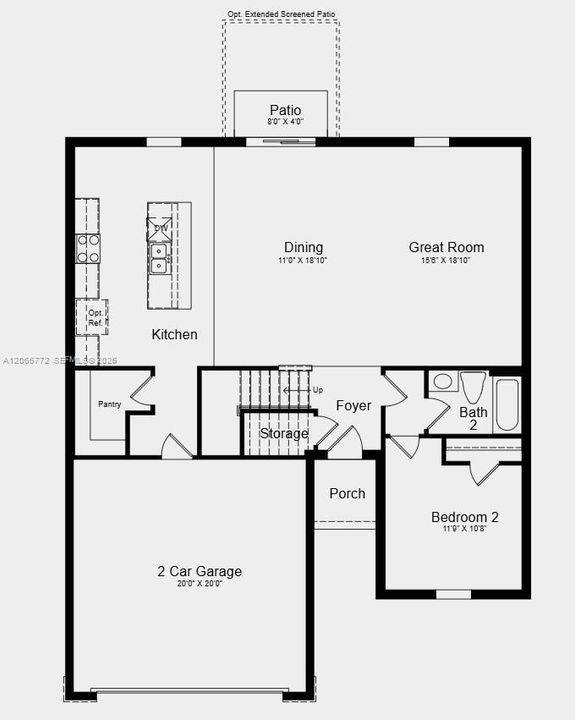 First Floor Plan - Additional Highlights Include: laundry appliance package, refrigerator, and window blinds throughout the home.
