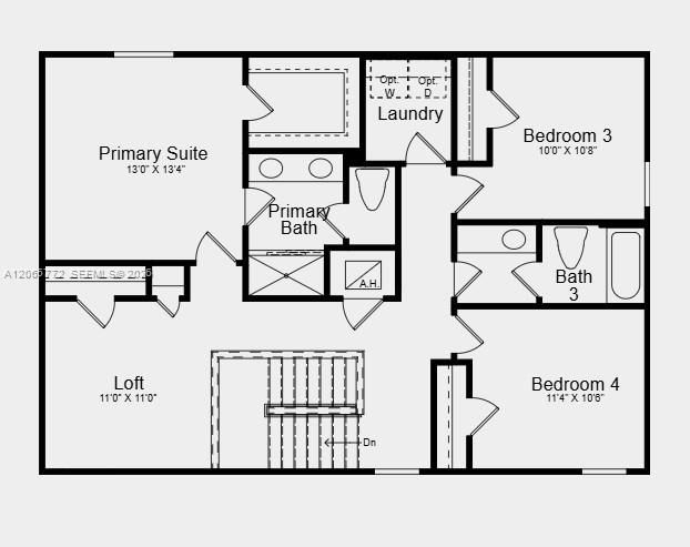 Second Floor Plan - Additional Highlights Include: laundry appliance package, refrigerator, and window blinds throughout the home.