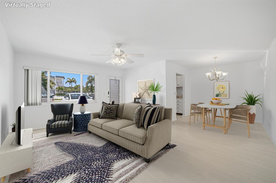Virtually Staged Living & Dining Area