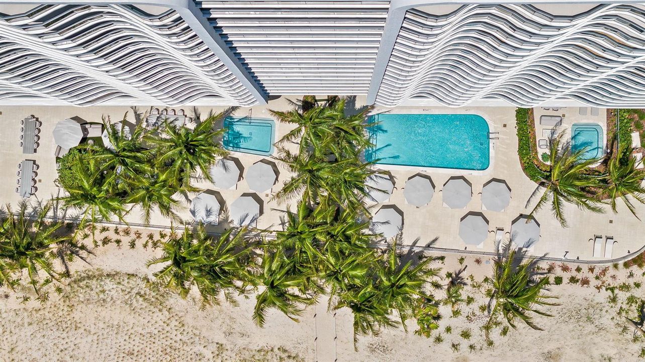 Overhead Oceanfront Pool Deck