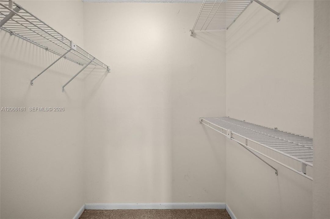 Very large walk in closet. There is also a linen closet at the other wall before you enter the bathroom, and another closet by front door