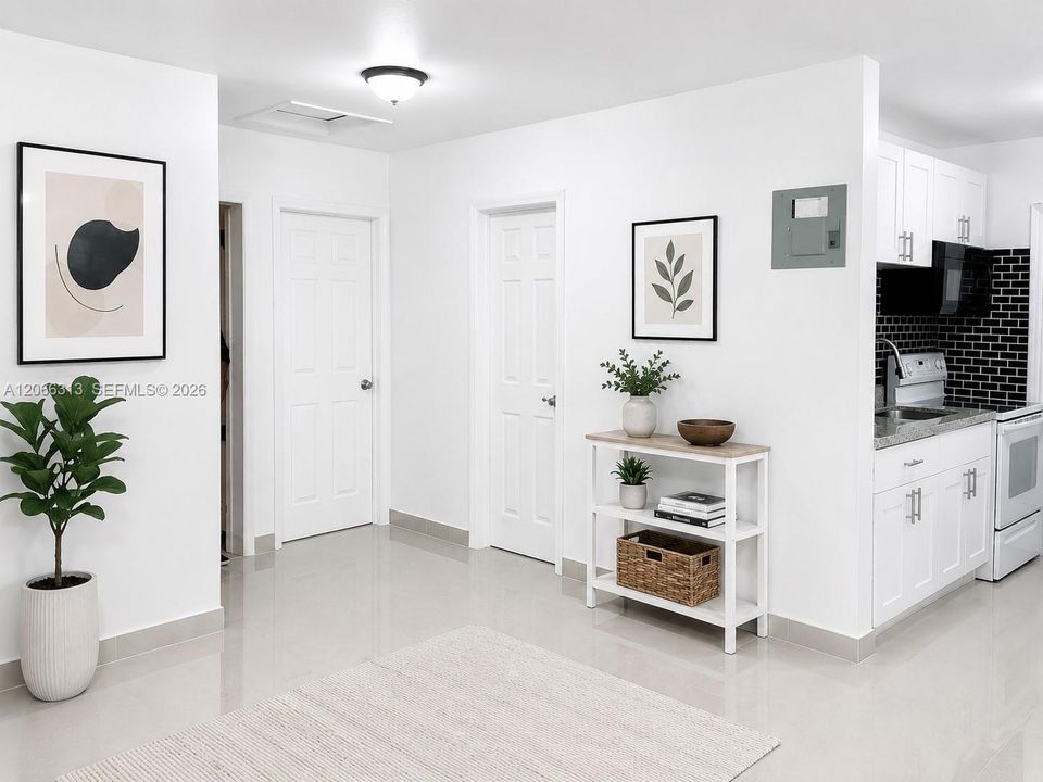 The unit is UNFURNISHED- This photo is VIRTUAL STAGED FOR VISUALIZATION