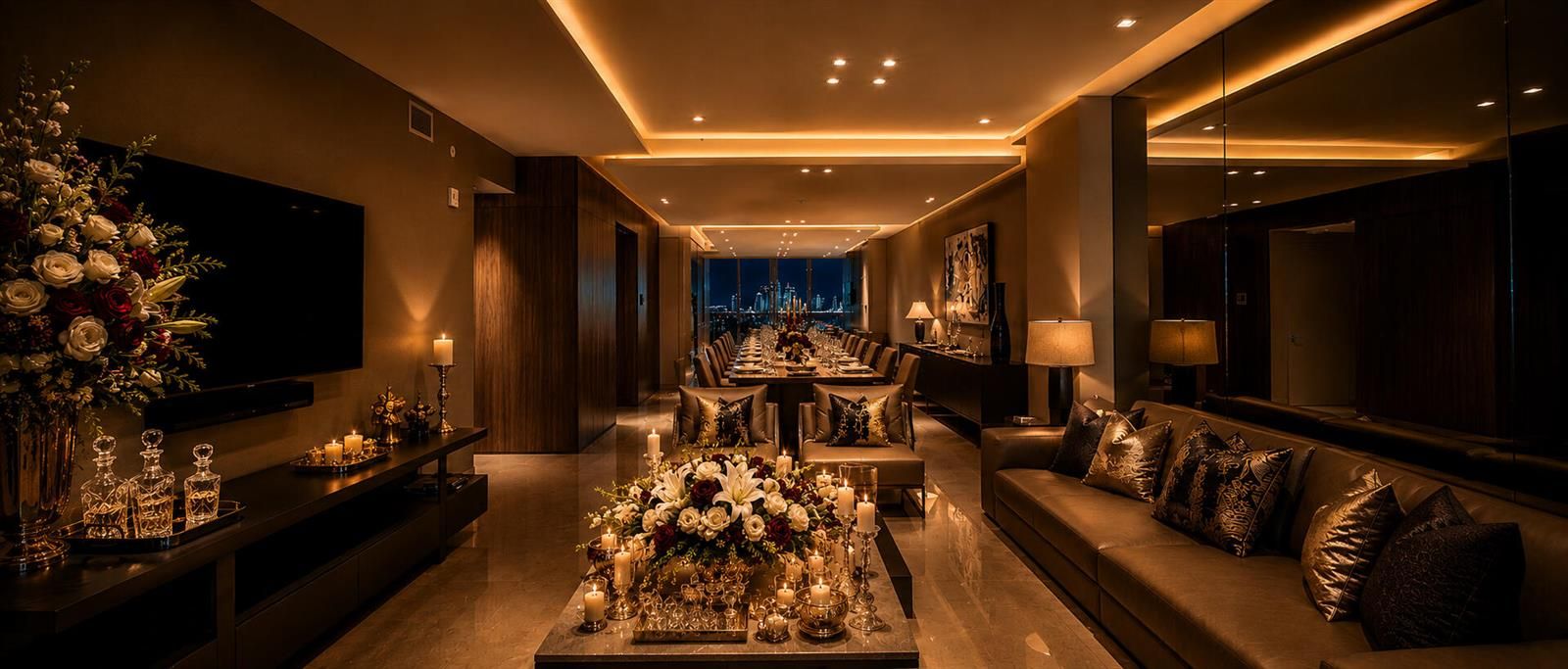 Candlelit Skyline Luxury Interior