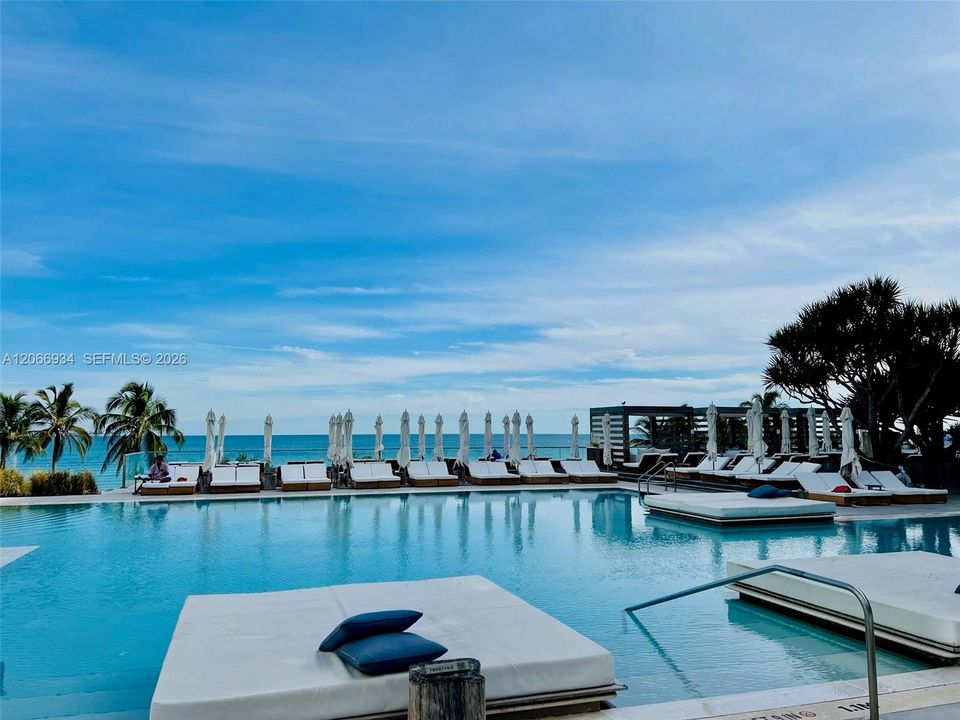 Complimentary chairs, towel, umbrellas.