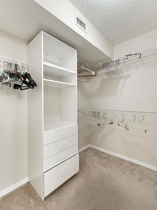 Primary bedroom walk-in closet