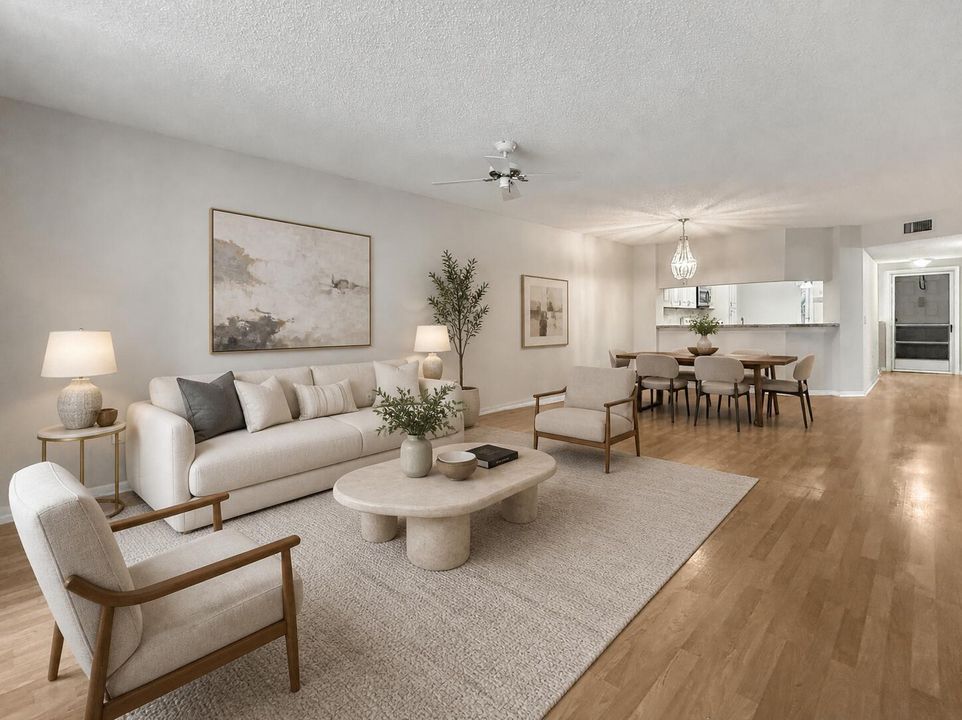 Virtually staged living/dining room