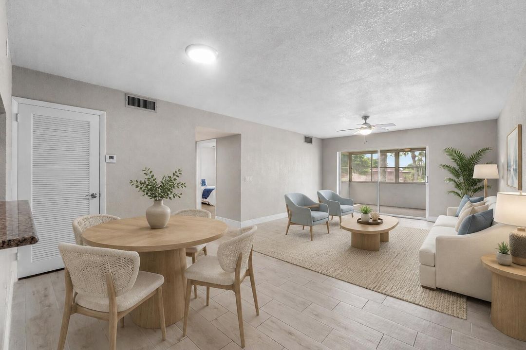 Virtually staged living room/dining room