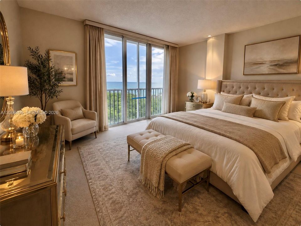 Virtually staged to show with furniture