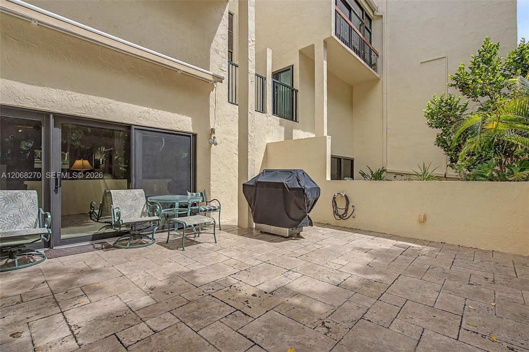 Large Patio leading to gardens.