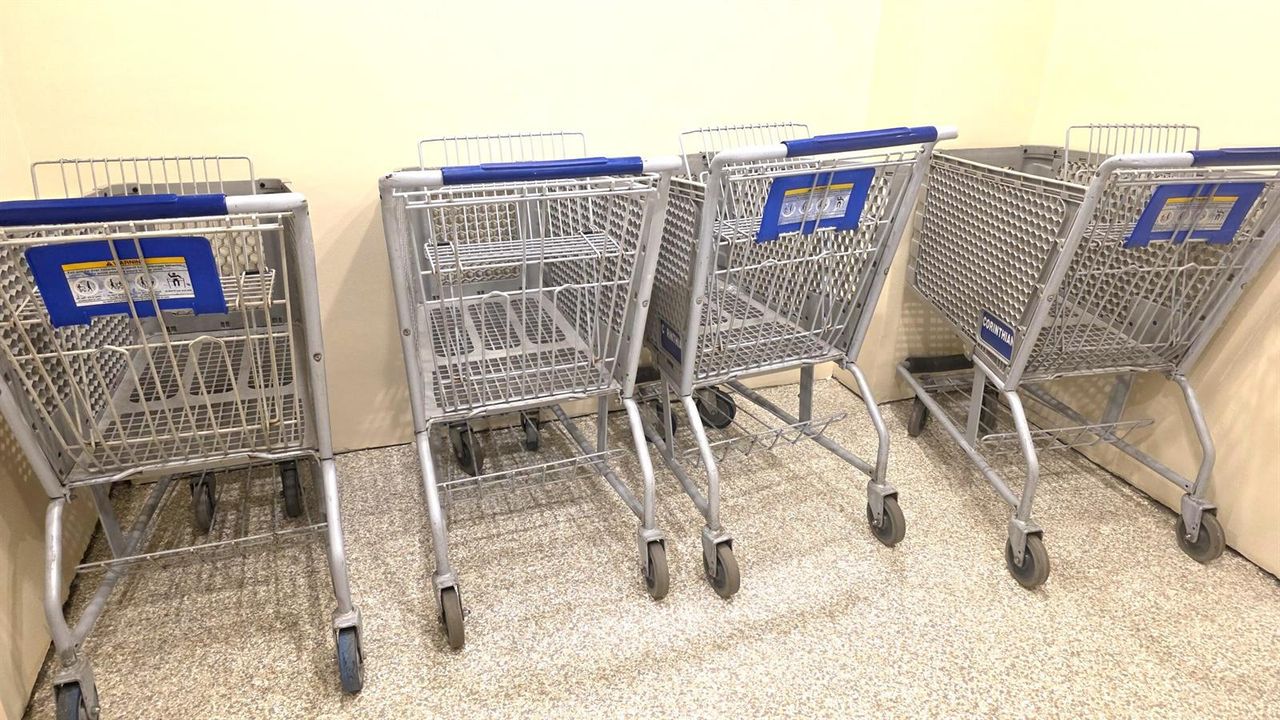 grocery carts in garage