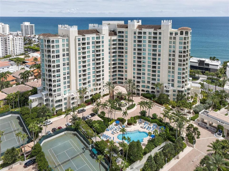 beach, community pool and tennis court.