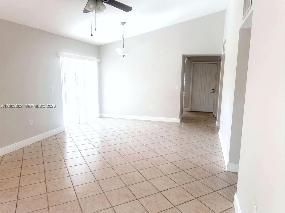 Living room and dining area