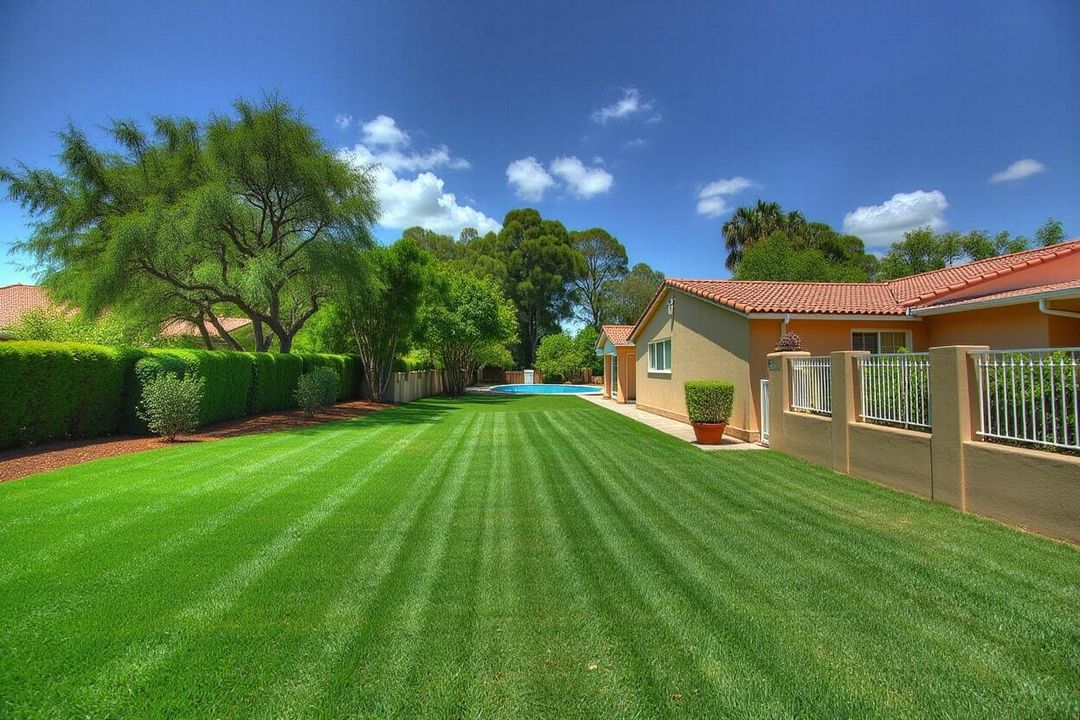 Virtually staged side yard photo
