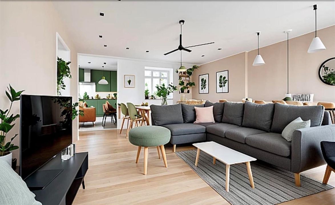 Virtually staged living room