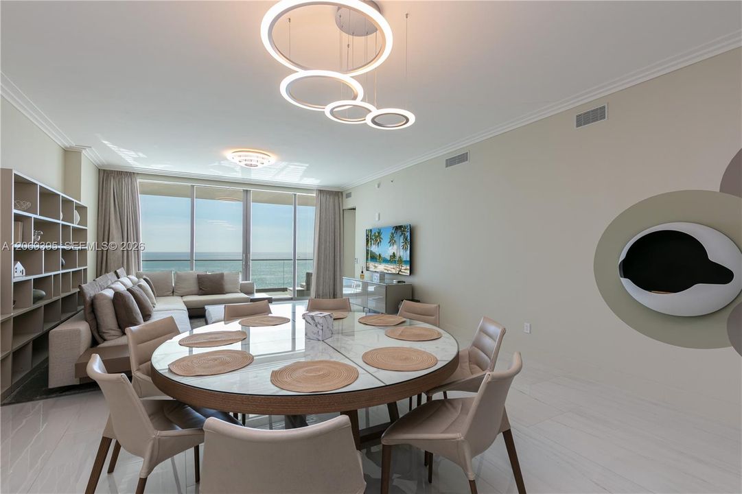 Dining Room with Wall Fire Place