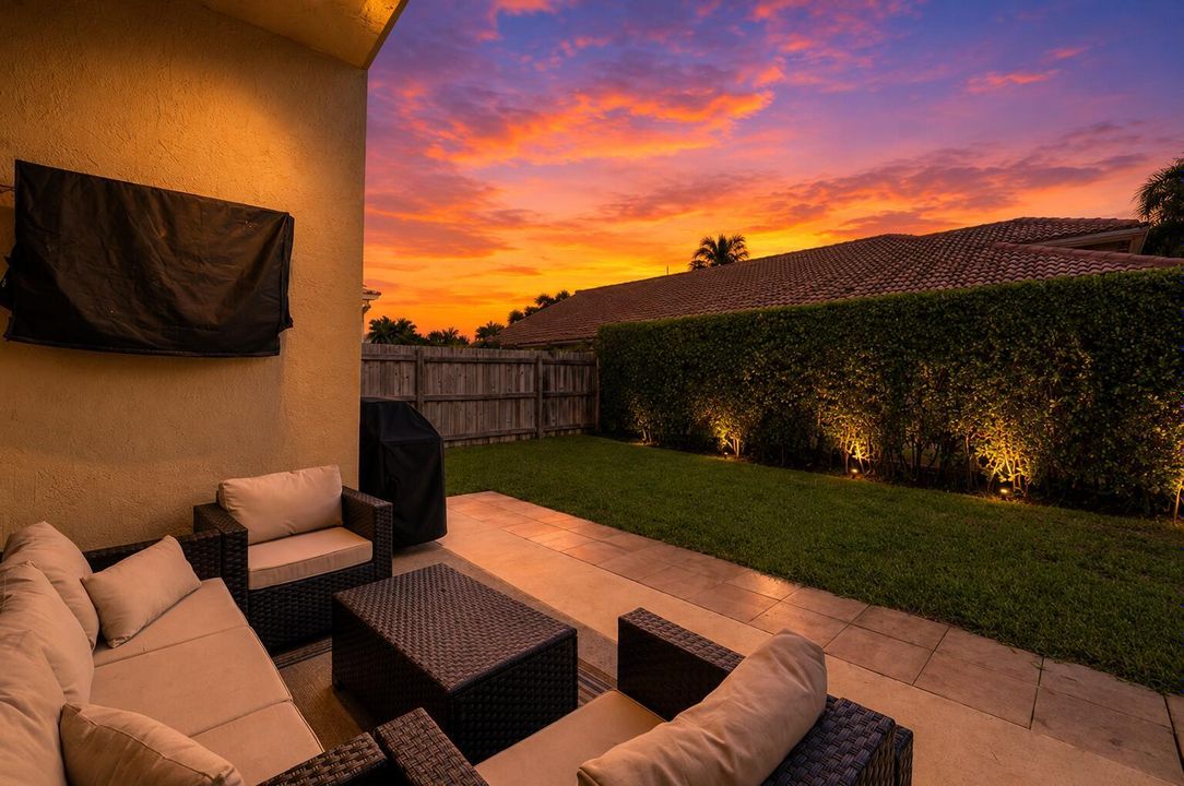 Yard at twilight