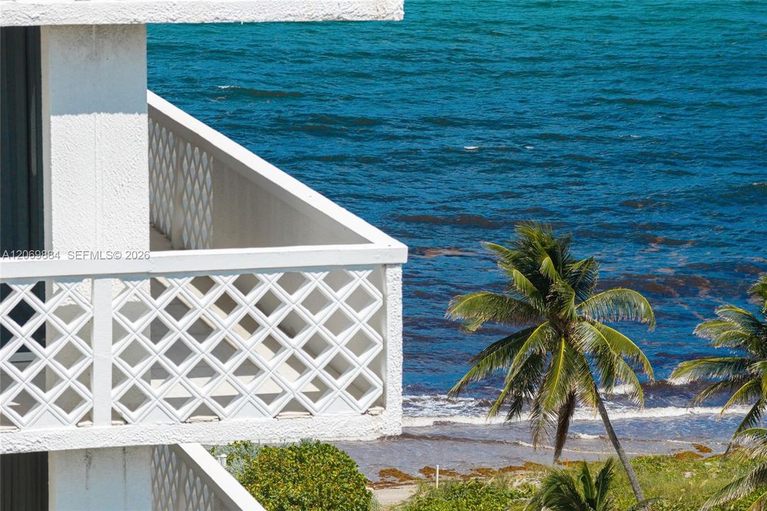 Ocean views from side of balcony