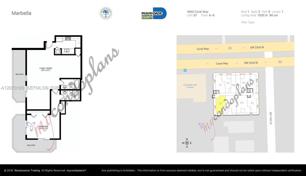 For Sale: $430,000 (1 beds, 2 baths, 1030 Square Feet)