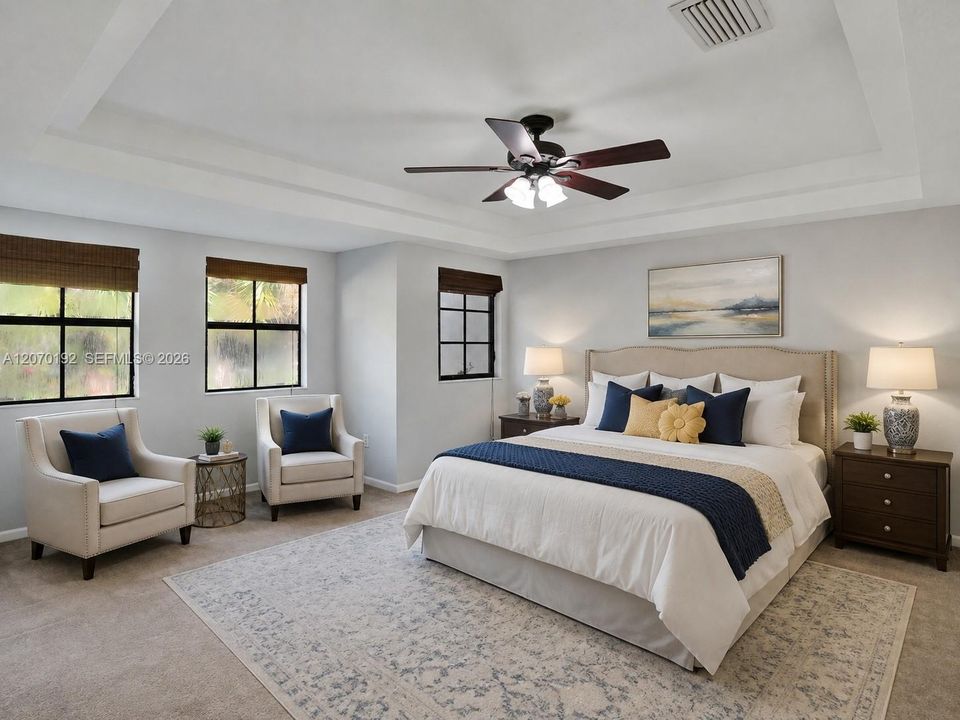 Digitally Staged Primary Bedroom