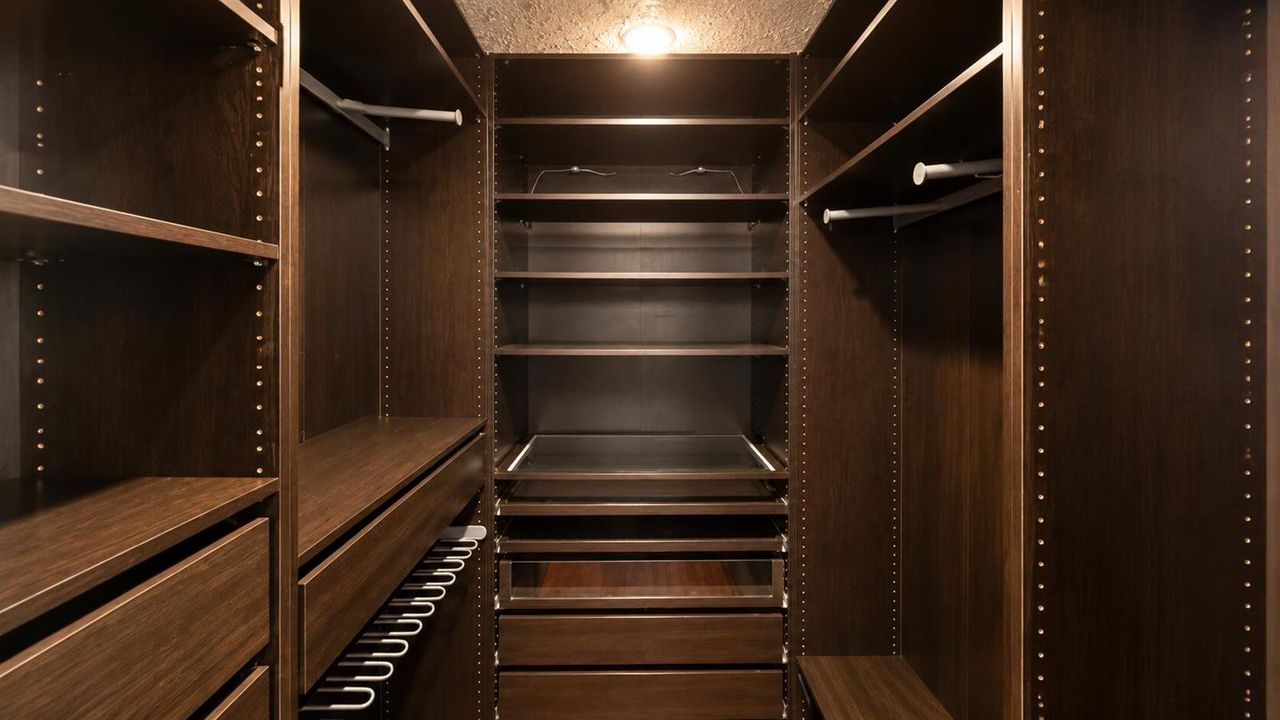 Warm-Wood Walk-In Closet