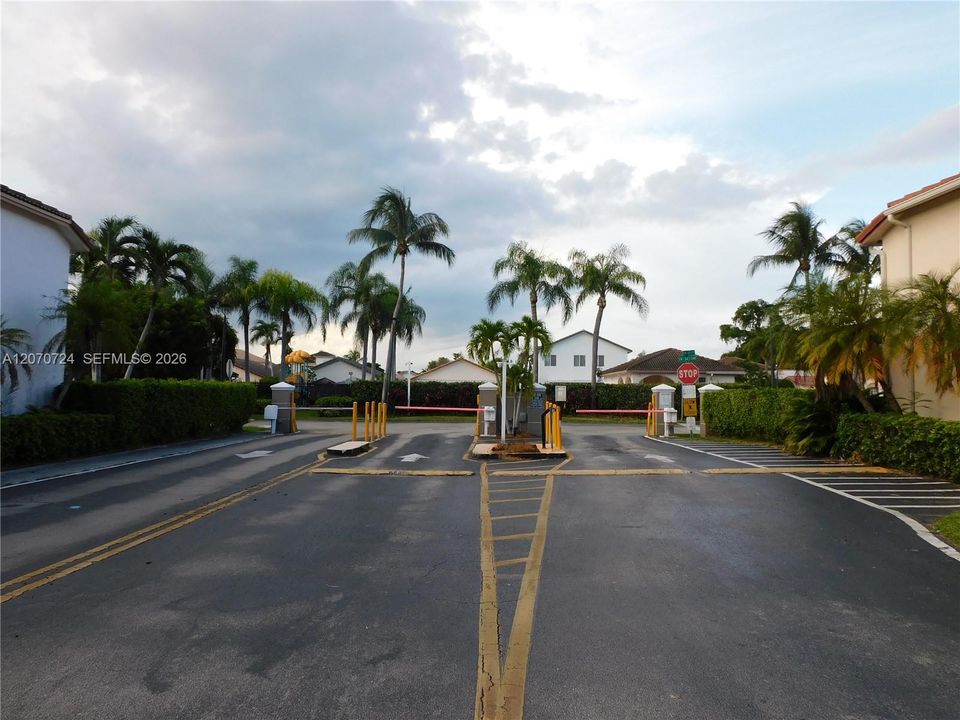 Secured gated entry into the community.