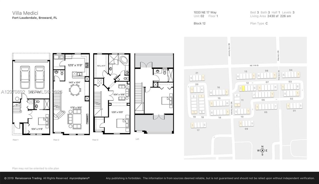 The Floor plan of this unit, mirrored.