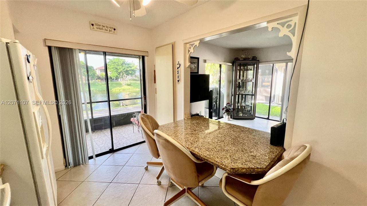 Granite top built-in table can be used as extra counter space