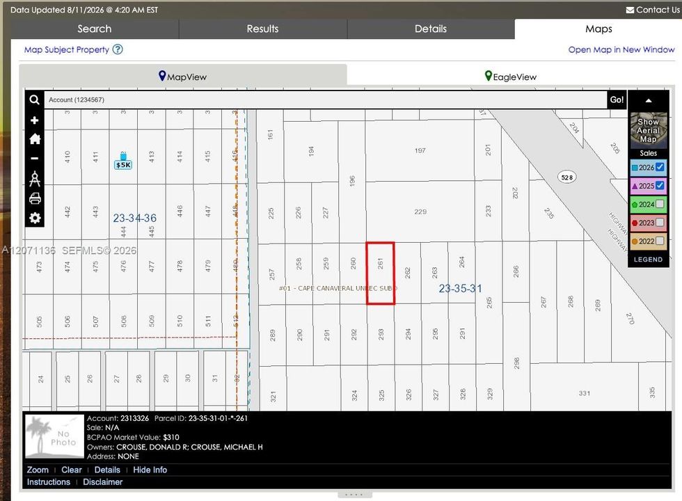 На продажу: $4,500 (1.25 acres)