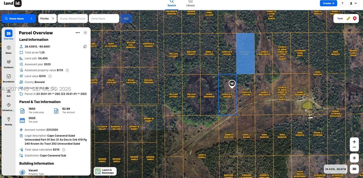 На продажу: $4,500 (1.25 acres)