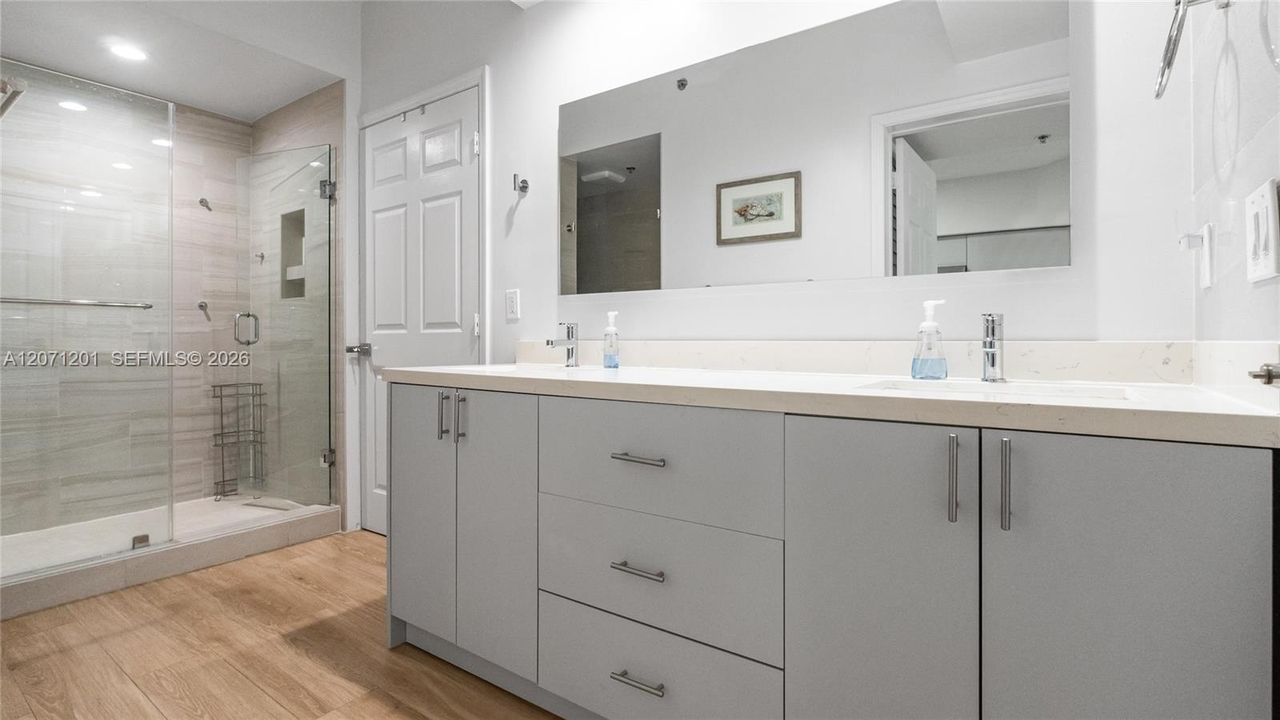 Nicely remodeled. Double sink.