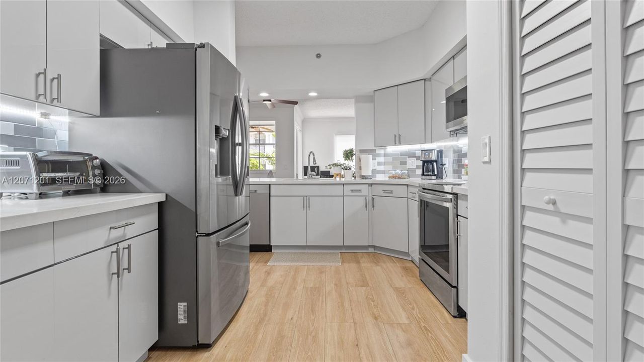Beautiful and ultra modern refrigerator, and all appliance.