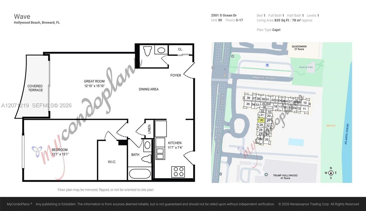 For Rent: $2,700 (1 beds, 1 baths, 835 Square Feet)