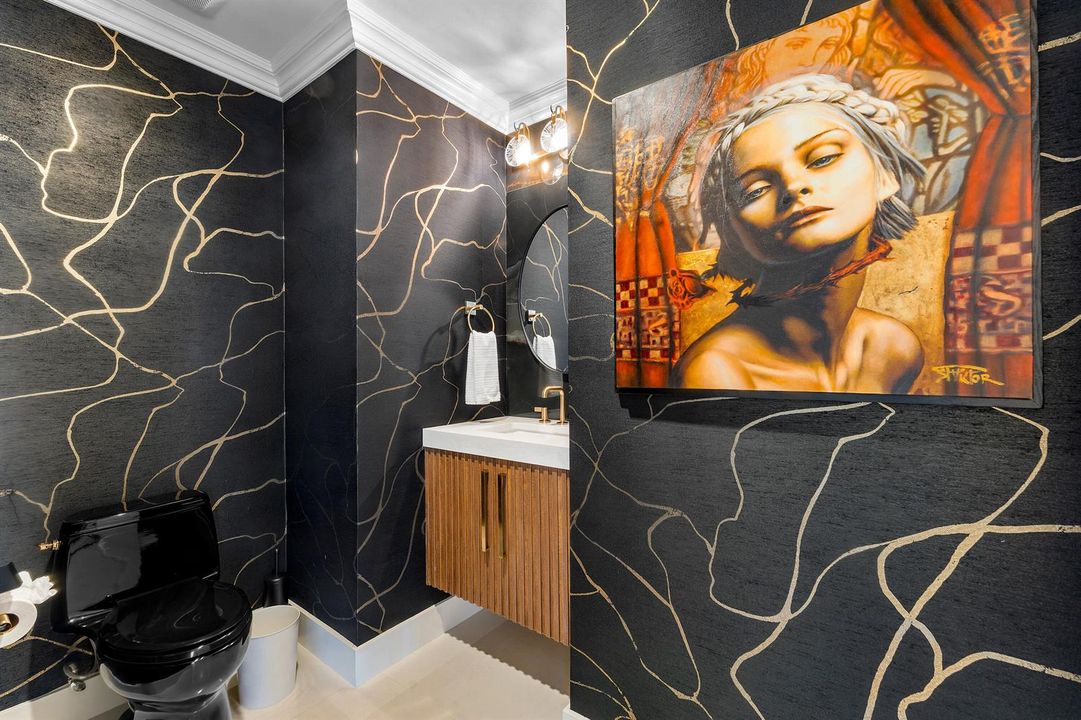Dramatic Powder Bathroom