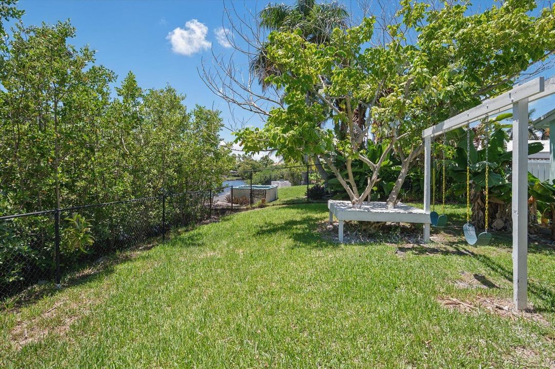 Back yard with swingset