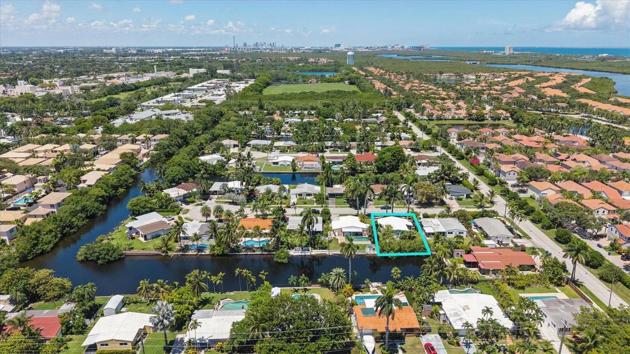 Drone view looking at property and North
