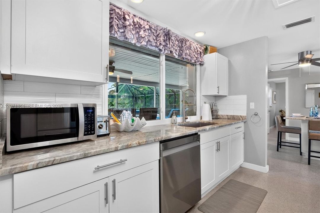 Pass through Window to the covered outdoor patio