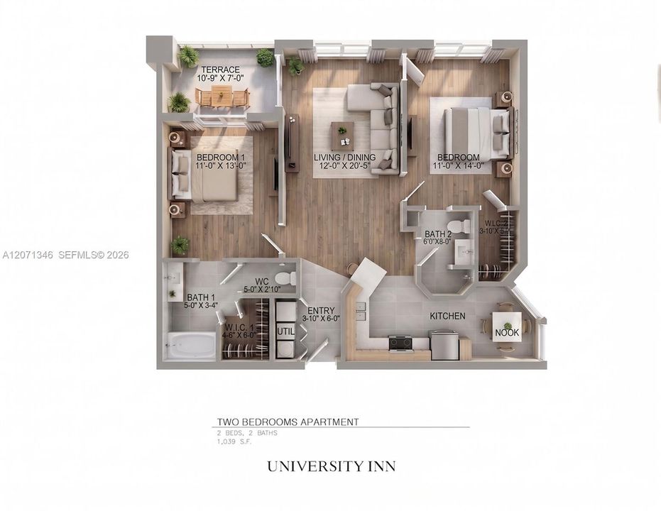 For Rent: $3,000 (2 beds, 2 baths, 910 Square Feet)