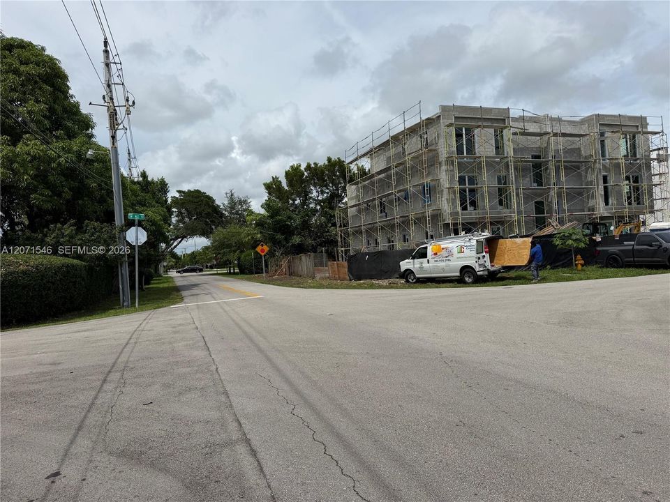 right across the street a new three story multifamily is being built