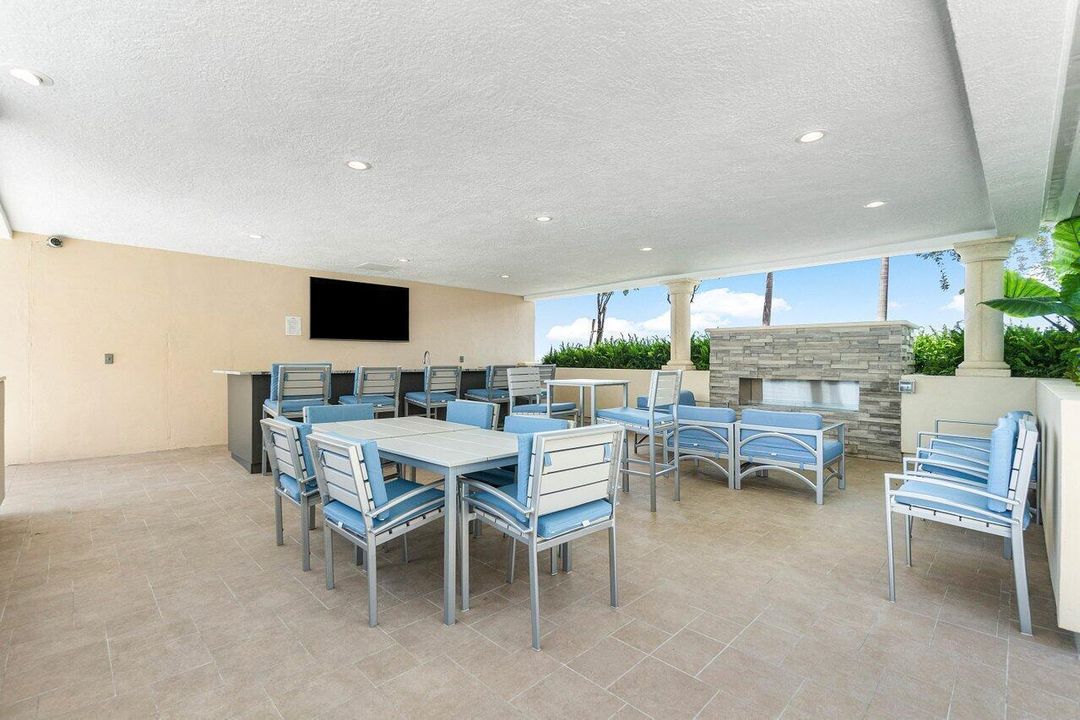 outdoor social zone with Flat screen TV