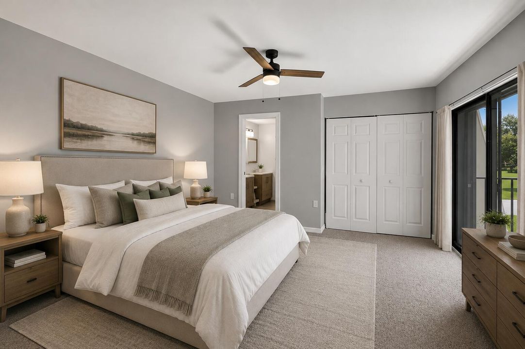 Virtually staged Bedroom